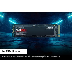 Samsung SSD 990 Pro NVMe M.2 Pcle 4.0, SSD Interne, Capacité 2 To, Vitesse de lecture jusqu'à 7 450 Mo/s, Gestion Intelligente d
