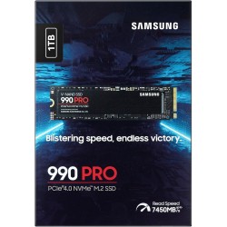 Samsung SSD 990 Pro NVMe M.2 Pcle 4.0, SSD Interne, Capacité 1 To, Vitesse de lecture jusqu'à 7 450 Mo/s, Gestion Intelligente d