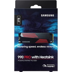 Samsung SSD Interne 990 PRO avec dissipateur, NVMe M.2 PCle 4.0, 2 To, Vitesse de lecture jusqu'à 7 450 Mo/s, Gestion Intelligen