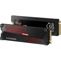 Samsung SSD Interne 990 PRO avec dissipateur, NVMe M.2 PCle 4.0, 1 To, Vitesse de lecture jusqu'à 7 450 Mo/s, Gestion Intelligen