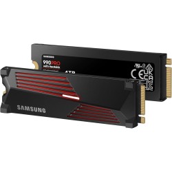 Samsung SSD Interne 990 PRO avec dissipateur, NVMe M.2 PCle 4.0, 4 To, Vitesse de lecture jusqu'à 7 450 Mo/s, Gestion Intelligen
