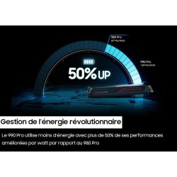 Samsung SSD Interne 990 PRO avec dissipateur, NVMe M.2 PCle 4.0, 4 To, Vitesse de lecture jusqu'à 7 450 Mo/s, Gestion Intelligen