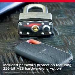 SanDisk Extreme Disque SSD Externe 2 To (Portable NVMe SSD, jusqu'à 1050 Mo/s en lecture, 1000 Mo/s en écriture, USB-C, Résistan