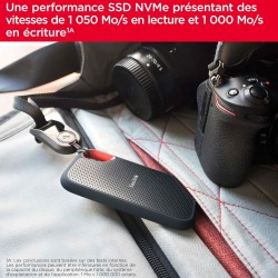 SanDisk Extreme Disque SSD Externe 2 To (Portable NVMe SSD, jusqu'à 1050 Mo/s en lecture, 1000 Mo/s en écriture, USB-C, Résistan