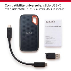 SanDisk Extreme Disque SSD Externe 8 To (Portable NVMe SSD, jusqu'à 1050 Mo/s en lecture, 1000 Mo/s en écriture, USB-C, Résistan