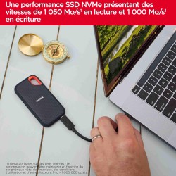 SanDisk Extreme Disque SSD Externe 8 To (Portable NVMe SSD, jusqu'à 1050 Mo/s en lecture, 1000 Mo/s en écriture, USB-C, Résistan