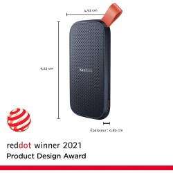 SanDisk Portable SSD 1 To (Disque SSD Externe, Portable SSD, des vitesses allant jusqu'à 800 Mo/s, Disque NVMe SSD, Robust SSD, 