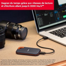 SanDisk Extreme PRO Disque SSD Externe 2 To (Portable NVMe SSD, jusqu'à 2000 Mo/s en lecture / écriture, USB-C, Résistance à la 