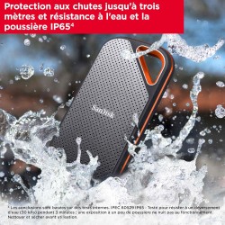 SanDisk Extreme PRO Disque SSD Externe 2 To (Portable NVMe SSD, jusqu'à 2000 Mo/s en lecture / écriture, USB-C, Résistance à la 