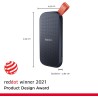 SanDisk Portable SSD 2 To (Portable Externe NVMe SSD, des vitesses allant jusqu'à 800 Mo/s, Robust, Crochet en caoutchouc robust