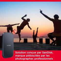 SanDisk Portable SSD 2 To (Portable Externe NVMe SSD, des vitesses allant jusqu'à 800 Mo/s, Robust, Crochet en caoutchouc robust