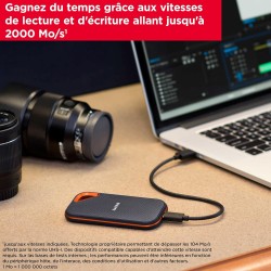SanDisk Extreme PRO Disque SSD Externe 1 To (Portable NVMe SSD, jusqu'à 2000 Mo/s en lecture / écriture, USB-C, Résistance à la 