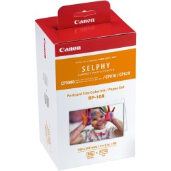 Canon SELPHY RP-108 lot encre + papier, 2 cartouches d'encre pour imprimante (2 x cartouches) et 108 feuilles (100 x 148 mm) pou