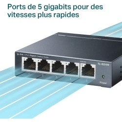 TP-Link Switch Ethernet Gigabit 5 Ports RJ45 Metallique 10/100/1000 Mbps, IGMP Snooping, Switch RJ45 idéal pour étendre Le résea