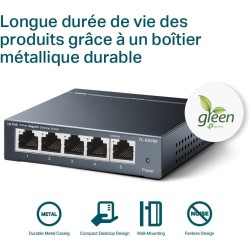 TP-Link Switch Ethernet Gigabit 5 Ports RJ45 Metallique 10/100/1000 Mbps, IGMP Snooping, Switch RJ45 idéal pour étendre Le résea
