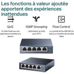 TP-Link Switch Ethernet Gigabit 5 Ports RJ45 Metallique 10/100/1000 Mbps, IGMP Snooping, Switch RJ45 idéal pour étendre Le résea