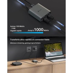 TP-Link EH210 Switch Ethernet 2 Ports 1000 Mbps RJ45 Splitter Network Compatible avec Ordinateur Routeur Décodeur Téléviseur