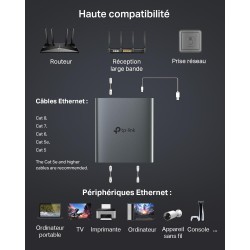 TP-Link EH210 Switch Ethernet 2 Ports 1000 Mbps RJ45 Splitter Network Compatible avec Ordinateur Routeur Décodeur Téléviseur