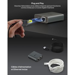 TP-Link EH210 Switch Ethernet 2 Ports 1000 Mbps RJ45 Splitter Network Compatible avec Ordinateur Routeur Décodeur Téléviseur