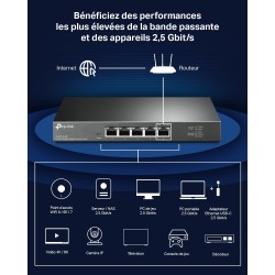 TP-Link Switch 2.5 Gigabit 5 Ports, Boitier Métal, Silencieux sans Ventilateur, Plug-and-Play, Protection à Vie, 100/1000/2500Mb