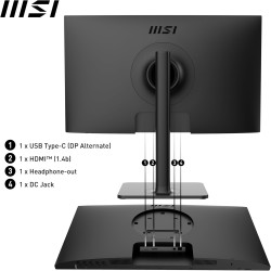 MSI Modern MD2412P Écran Bureautique 23.8" Full HD - Dalle IPS 1920x1080, 100Hz, Confort Oculaire, Montage VESA, Haut-Parleurs I