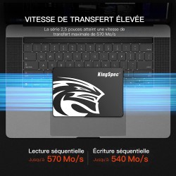 KingSpec 512Go 2.5" SATA SSD, 3D NAND Flash Disque Dur SSD Interne, Vitesse de Lecture jusqu'à 550 Mo/Sec - pour Ordinateur de B