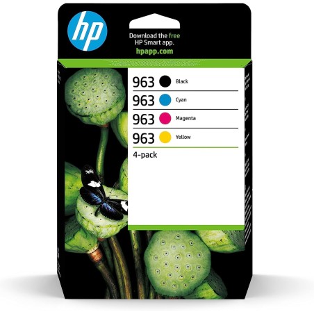 HP 963 Pack de 4 Cartouches d'Encre Noire, Cyan, Magenta et Jaune Authentiques (6ZC70AE) pour HP OfficeJet Pro 9010 series / 902