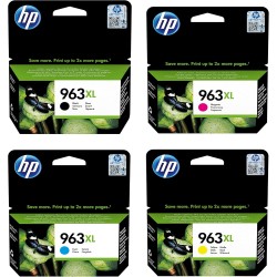 HP 963XL Pack de 4 Cartouches d'Encre Noire, Cyan, Magenta et Jaune grandes capacités Authentiques (3YP35AE) pour HP OfficeJet P