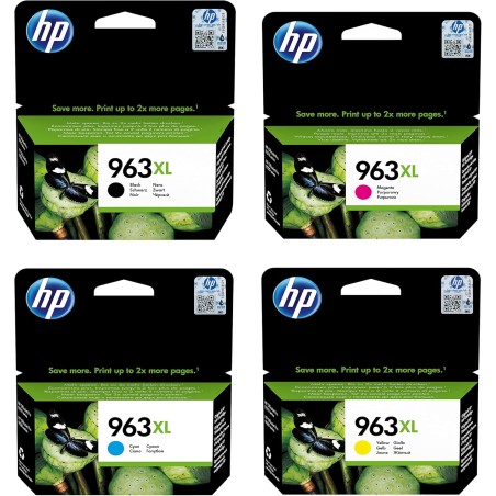 HP 963XL Pack de 4 Cartouches d'Encre Noire, Cyan, Magenta et Jaune grandes capacités Authentiques (3YP35AE) pour HP OfficeJet P