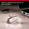 SanDisk Ultra Dual Drive Luxe 128 Go Clé USB C, jusqu'à 400 Mo/s, avec connecteurs USB Type-C et USB Type-A réversibles, pour Sm