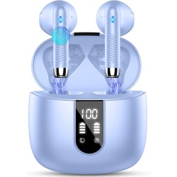 Ecouteurs bleutooth sans fil, écouteurs bleutooth5.4 avec hifi stéréo basses casque, 56h récréation, 4 enc réduction de bruit mi