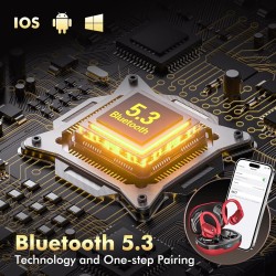 Écouteurs sans fil bleutooth 5.3 80 heures d'écoute étanches ipx7 avec affichage led, suppression du bruit, ajustement sûr pour 