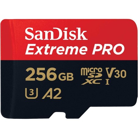 SanDisk Extreme PRO 256 Go microSDXC, Carte micro sd + adaptateur SD (Pour smartphone, caméra d'action ou droner, jusqu'à 200 Mo