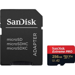 SanDisk Extreme PRO 256 Go microSDXC, Carte micro sd + adaptateur SD (Pour smartphone, caméra d'action ou droner, jusqu'à 200 Mo