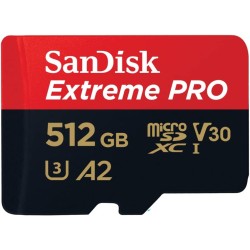SanDisk Extreme PRO 512 Go microSDXC, Carte micro sd + adaptateur SD (Pour smartphone, caméra d'action ou droner, jusqu'à 200 Mo