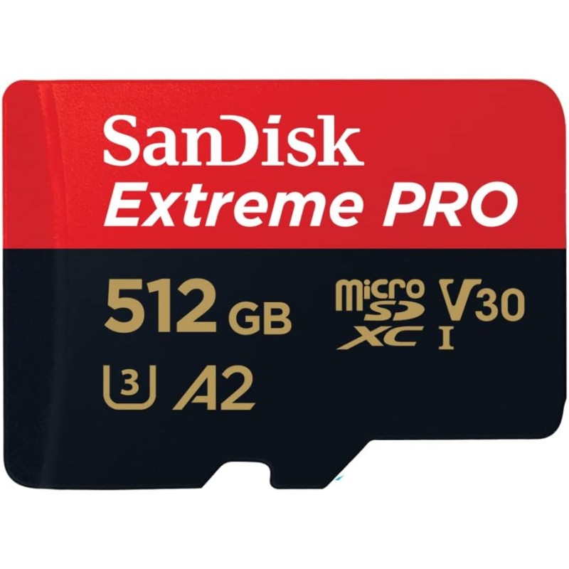SanDisk Extreme PRO 512 Go microSDXC, Carte micro sd + adaptateur SD (Pour smartphone, caméra d'action ou droner, jusqu'à 200 Mo
