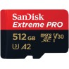 SanDisk Extreme PRO 512 Go microSDXC, Carte micro sd + adaptateur SD (Pour smartphone, caméra d'action ou droner, jusqu'à 200 Mo