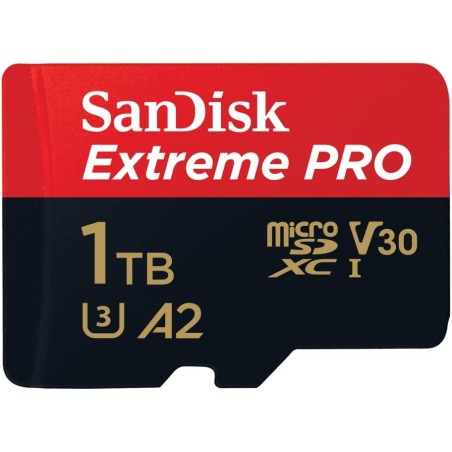 SanDisk Extreme PRO 1 To microSDXC, Carte micro sd + adaptateur SD (Pour smartphone, caméra d'action ou droner, jusqu'à 200 Mo/s