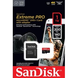 SanDisk Extreme PRO 1 To microSDXC, Carte micro sd + adaptateur SD (Pour smartphone, caméra d'action ou droner, jusqu'à 200 Mo/s