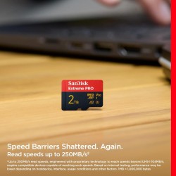 SanDisk Extreme PRO 2 To microSDXC, Carte micro SD + adaptateur SD (Pour smartphone, caméra d'action ou droner, jusqu'à 250 Mo/s