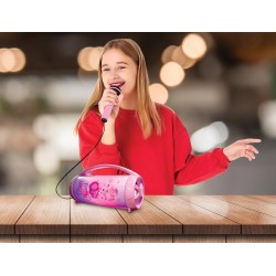 Lexibook, Gabby et la Maison Magique, Enceinte Haut-Parleur sans Fil Lumineuse avec Micro, Son stéréo, Fonction karaoké, Ports U
