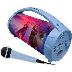 Lexibook, La Reine des Neiges, Enceinte Haut-Parleur sans Fil Lumineuse avec Micro, Son stéréo, Fonction karaoké, Ports USB et C