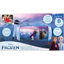 Lexibook, La Reine des Neiges, Enceinte Haut-Parleur sans Fil Lumineuse avec Micro, Son stéréo, Fonction karaoké, Ports USB et C
