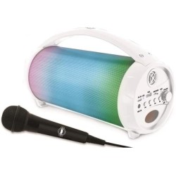 Lexibook, iparty, enceinte portable bleutooth lumineuse avec micro, stéréo, effets lumineux, sans-fil, karaoké, usb, carte sd, b