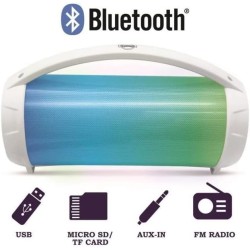 Lexibook, iparty, enceinte portable bleutooth lumineuse avec micro, stéréo, effets lumineux, sans-fil, karaoké, usb, carte sd, b