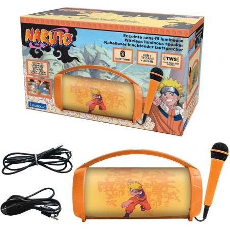 Lexibook, Naruto, Enceinte Haut-Parleur sans Fil Lumineuse avec Micro, Son stéréo, Fonction karaoké, Ports USB et Carte SD, Batt
