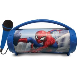 Lexibook, Spider-Man, Enceinte Haut-Parleur sans Fil Lumineuse avec Micro, Son stéréo, Fonction karaoké, Ports USB et Carte SD, 