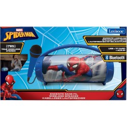 Lexibook, Spider-Man, Enceinte Haut-Parleur sans Fil Lumineuse avec Micro, Son stéréo, Fonction karaoké, Ports USB et Carte SD, 