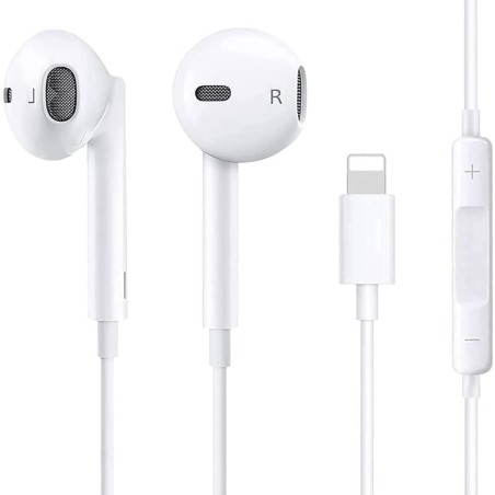 Écouteurs Filaires pour iPhone, Écouteurs Intra-Auriculaires, Casque Antibruit Stéréo HiFi avec Micro et Contrôle du Volume, Com