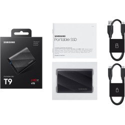 Samsung SSD Externe T9 Portable, 4 To, Vitesses de lecture/écriture jusqu'à 2000 Mo/s¹, USB 3.2 Gen 2x2, Compatible Mac, PC, And